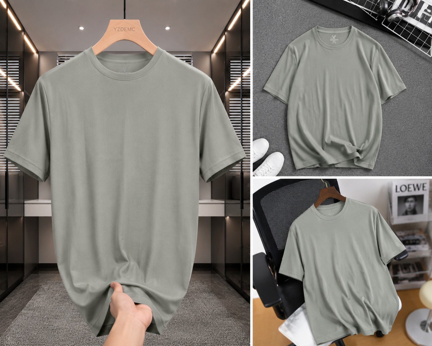 Premium Grey Color GYM Wear Round T-Shirt