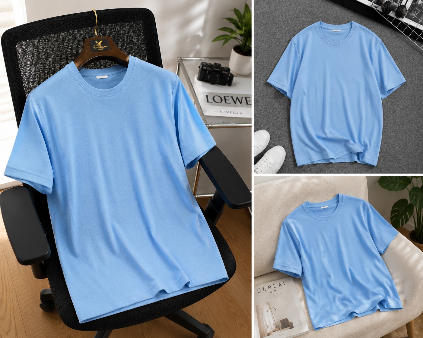 Royal Navy-Blue Color GYM Wear Round T-Shirt