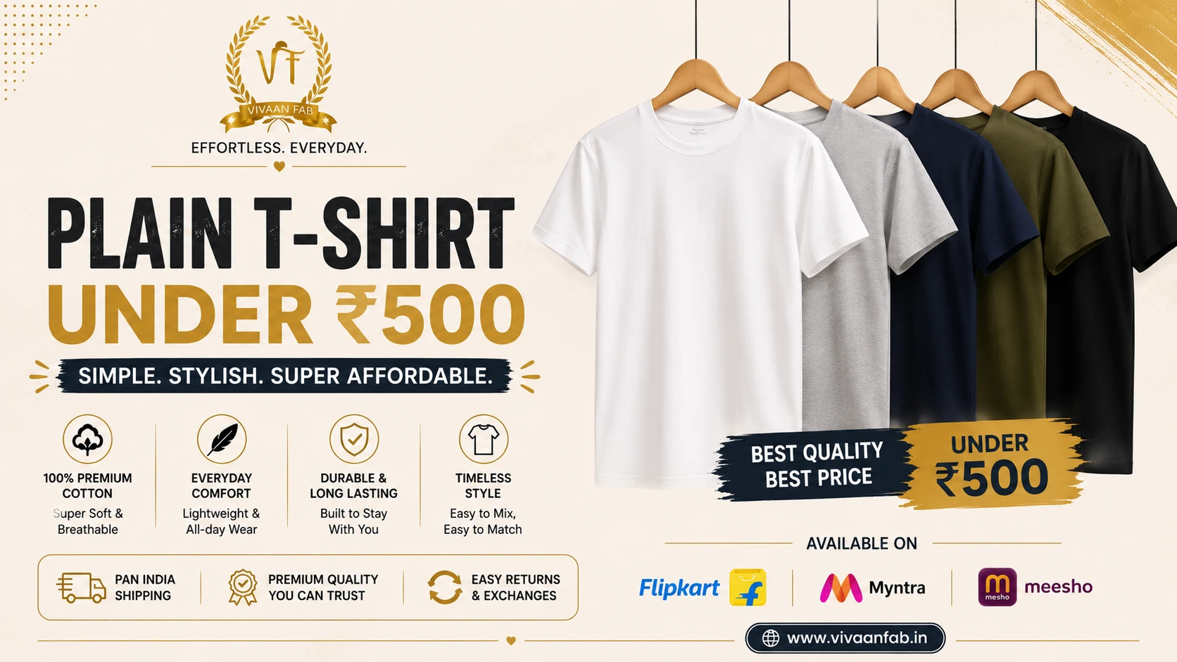 Plain T-Shirt Under 500: India